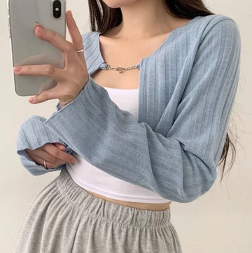 Heart Chain Cropped Cardigan