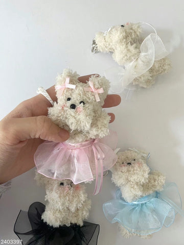 [Buy 1 Get 1 50% OFF!💗] Korea Fluffy Bear In Tulle Dress Keyring